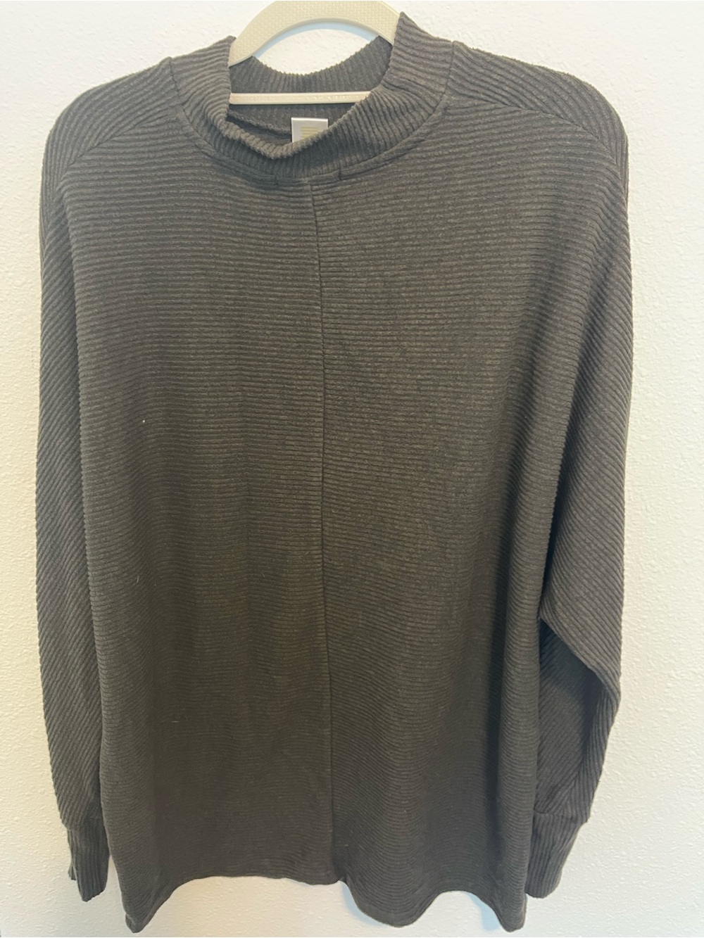 Matty M Ribbed Crewneck Sweatshirt - Charcoal Brown